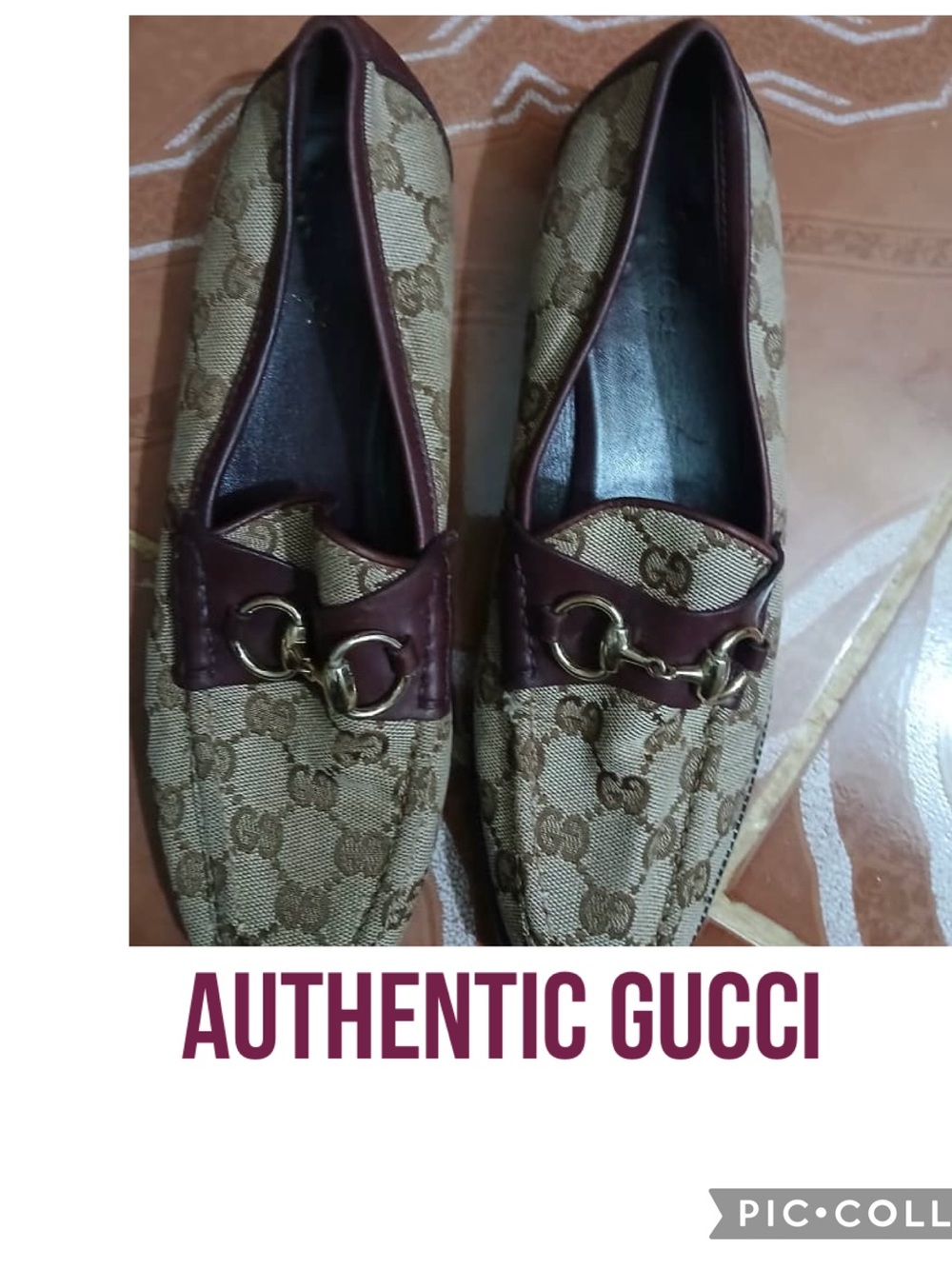 Gucci Brown Beige GG Canvas Horsebit Loafers